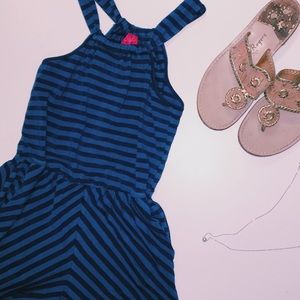 Navy and blue striped romper